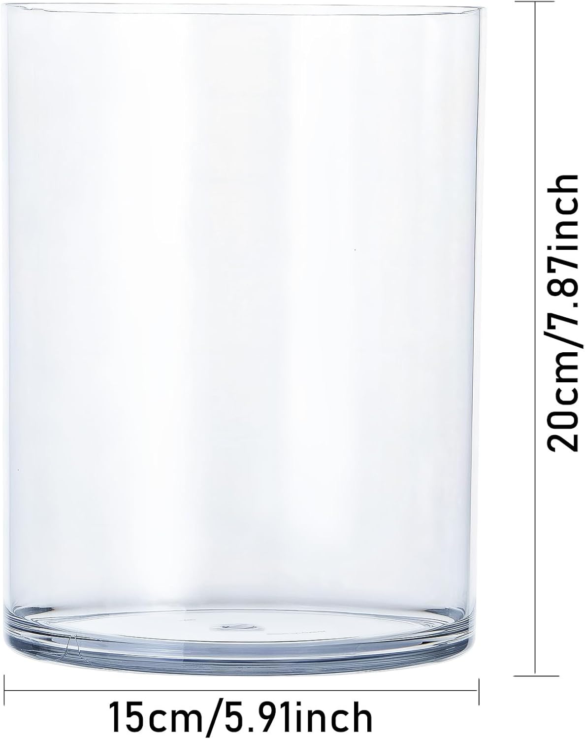 Clear Acrylic Flower Vase Centerpiece，Acrylic Cylinder Vase Decorative Wide Mouth for Flower, Plastic Flower Vases for Home，Office，Wedding Party,5.9x7.9in