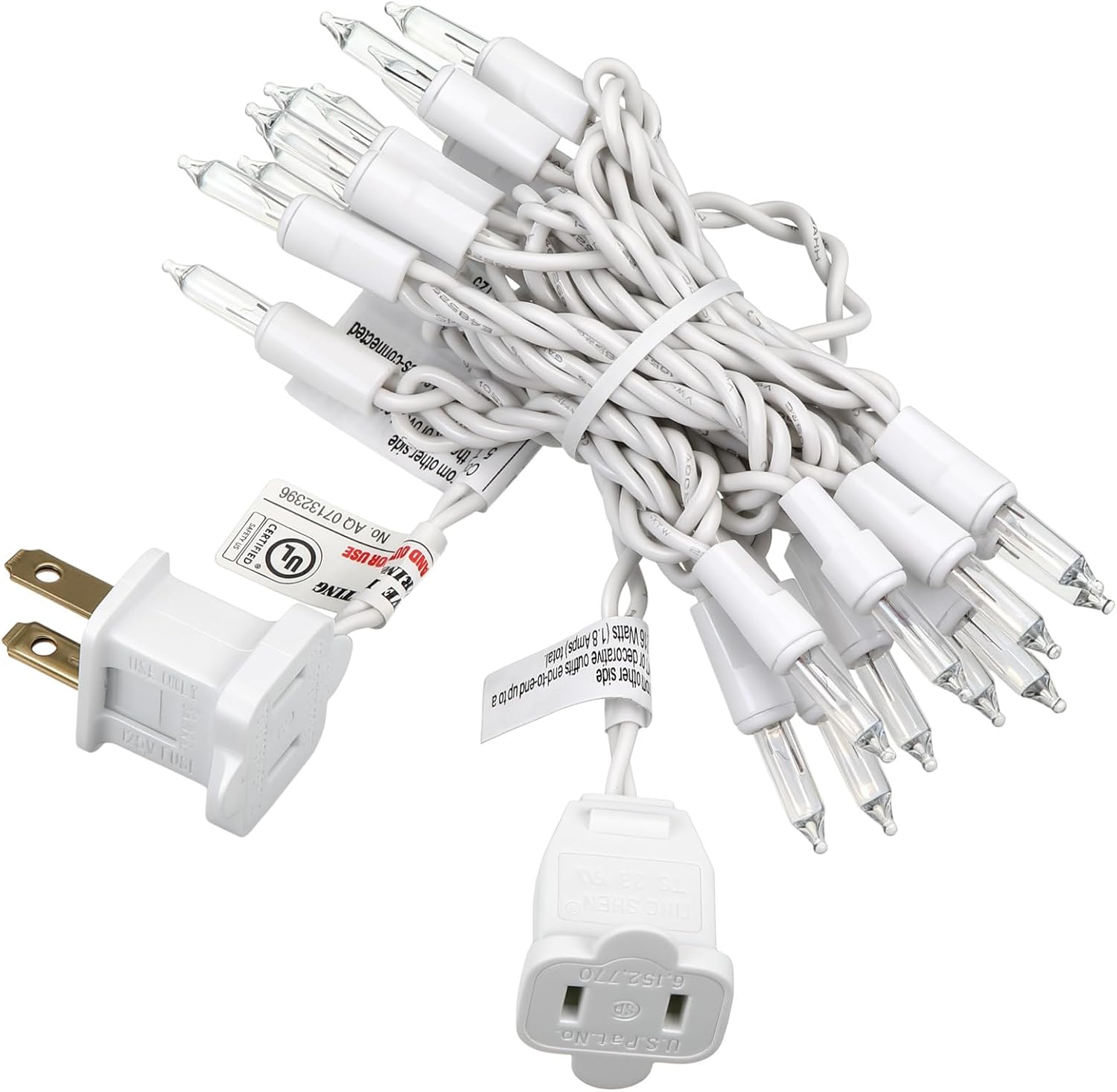 Mini Christmas Lights String Warm White Vintage Short Strand String Lights, Clear Bulbs Wire Fit Light up Christmas Decorations(20 Bulbs Connectable,5ft,White)