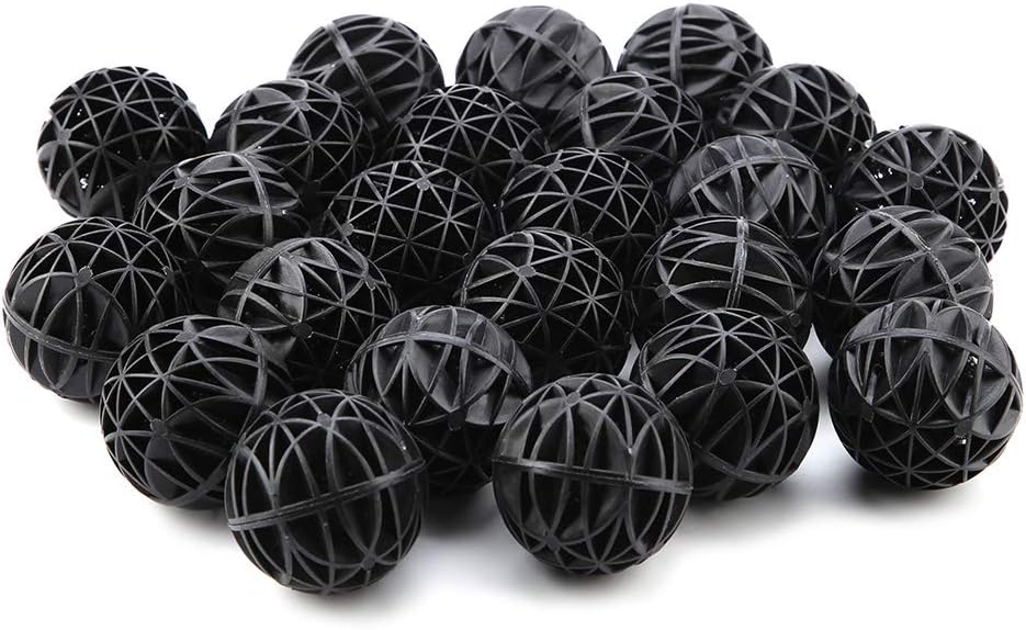 Bio Balls Filter Media, 50Pcs Porous Biochemical Aquarium Filter Balls for Biological Filtration Pond and Fish Aquarium with Sponge (56mm with Cotton)