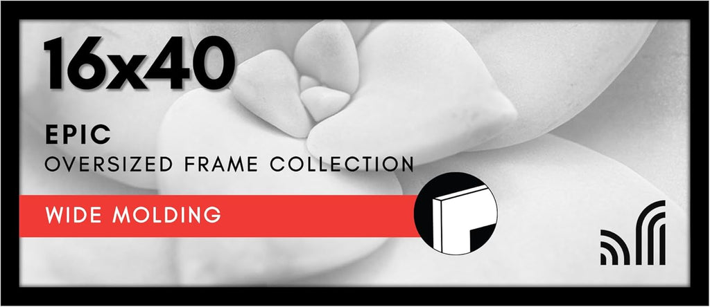 Americanflat 16x40 Poster Frame with Polished Plexiglass - black Picture Frame - Wide Photo Frames Made of Engineered Wood for Vertical or Horizontal Wall Display - Epic Collection - Black