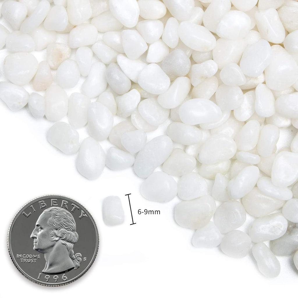Natural Polished Decorative White Pebbles - Small Stones 3/8" Gravel Size,River Rocks Pebbles for Plants, Home DIY Decor,Aquarium Gravel,Vase Fillers,Fairy Garden,Landscaping Outdoor Stones