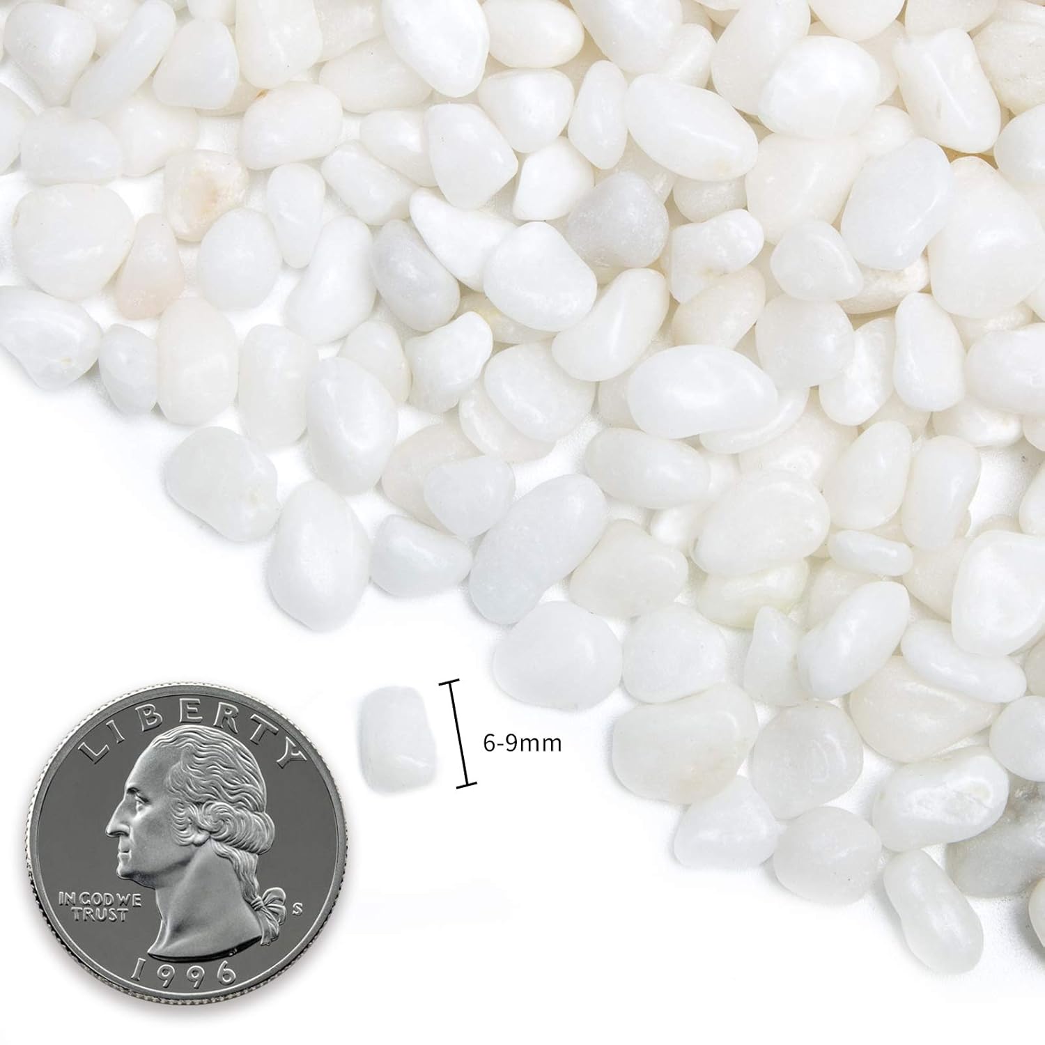 Natural Polished Decorative White Pebbles - Small Stones 3/8" Gravel Size,River Rocks Pebbles for Plants, Home DIY Decor,Aquarium Gravel,Vase Fillers,Fairy Garden,Landscaping Outdoor Stones