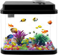 Mini Aquarium Fish Tank,1 Gallon Fish Bowl with Adjustable 6-Color LED Lamps,Filtration,Oxygenation,Water Circulation 3 in 1 Pump,DIY Ocean Stickers, Excellent Gifts for Children and Adults