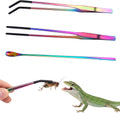 3PCS Stainless Steel Reptile Feeding Tongs with Rubber Tip, 10.6" Straight Curved Long Tweezers, Extra Long Aquarium Tweezers for Bearded Dragons, Lizards, Terrarium Tank Supplies