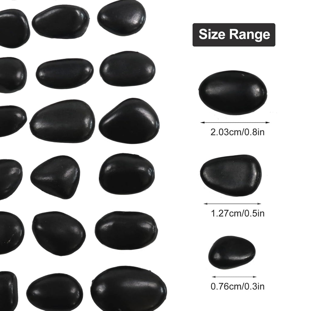 10Ib Black River Rock- Decorative Pebbles for Plants - River Rocks for Outdoor Landscaping- 0.3"-0.8" inch High Polished Stones for Aquarium, Terrarium,Vases, Home Decor