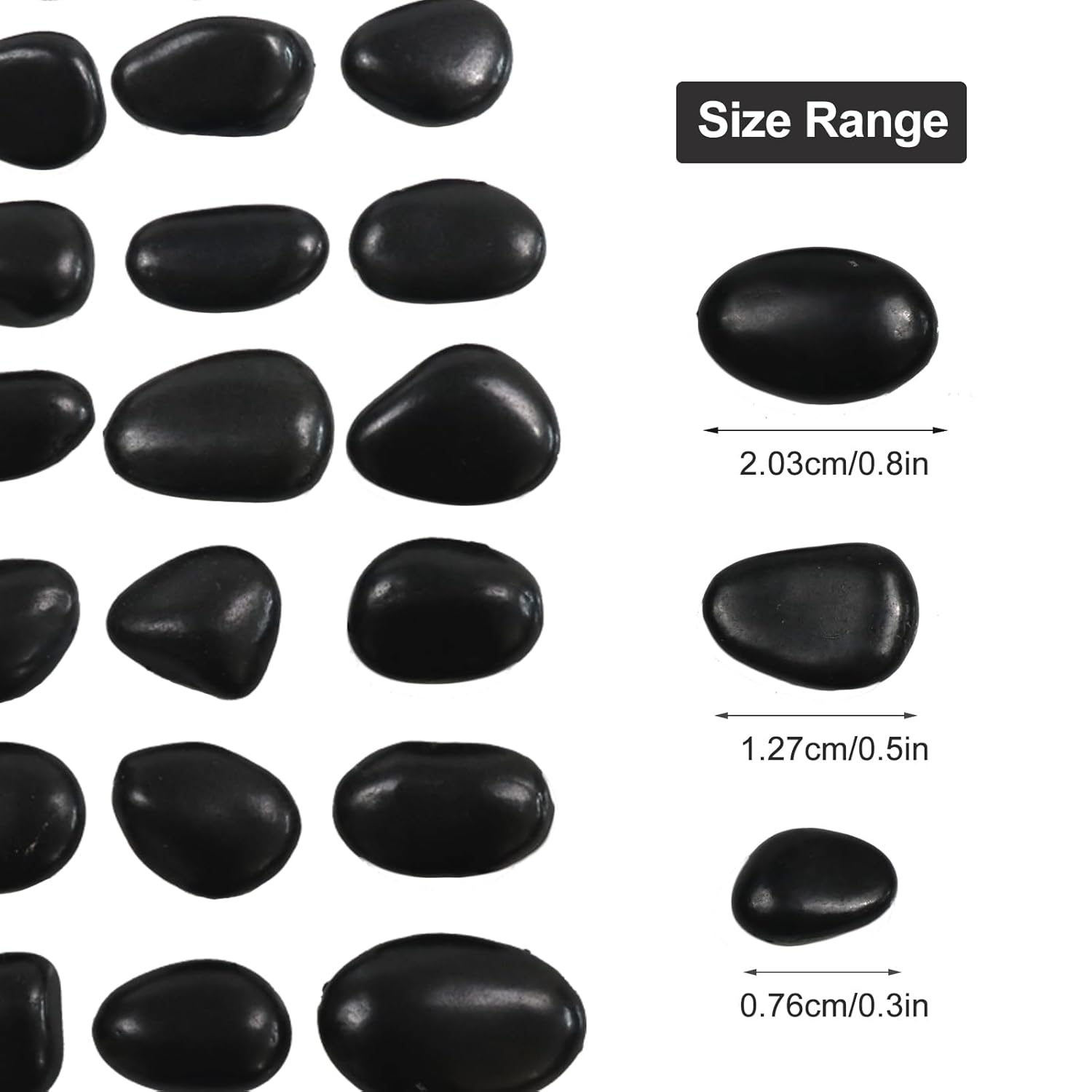 10Ib Black River Rock- Decorative Pebbles for Plants - River Rocks for Outdoor Landscaping- 0.3"-0.8" inch High Polished Stones for Aquarium, Terrarium,Vases, Home Decor