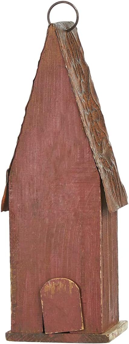 Glitzhome Hand Painted Distressed Hanging Wood Bird House for Outdoors 13.25" H