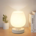 Cordless Portable Touch Bedside Table Lamp - Rechargeable Modern Small Table Lamp with White Glass Shade, Stepless Dimmable & 8 RGB Colors & Memory, Desk Lamp for Nursery Bedroom Nightstand, Gifts