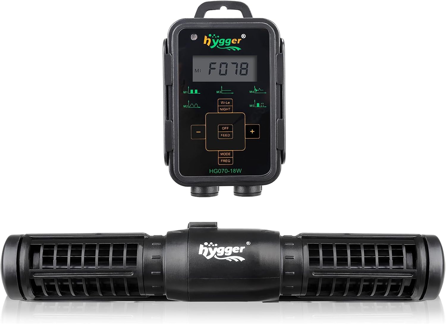 hygger Aquarium Wave Maker, Adjustable Cross Flow Pump with LED Display Controller, Magnetic DC 24V Aquarium Powerhead for Freshwater and Marine Reef Aquariums Up to 135 Gallon (18w)