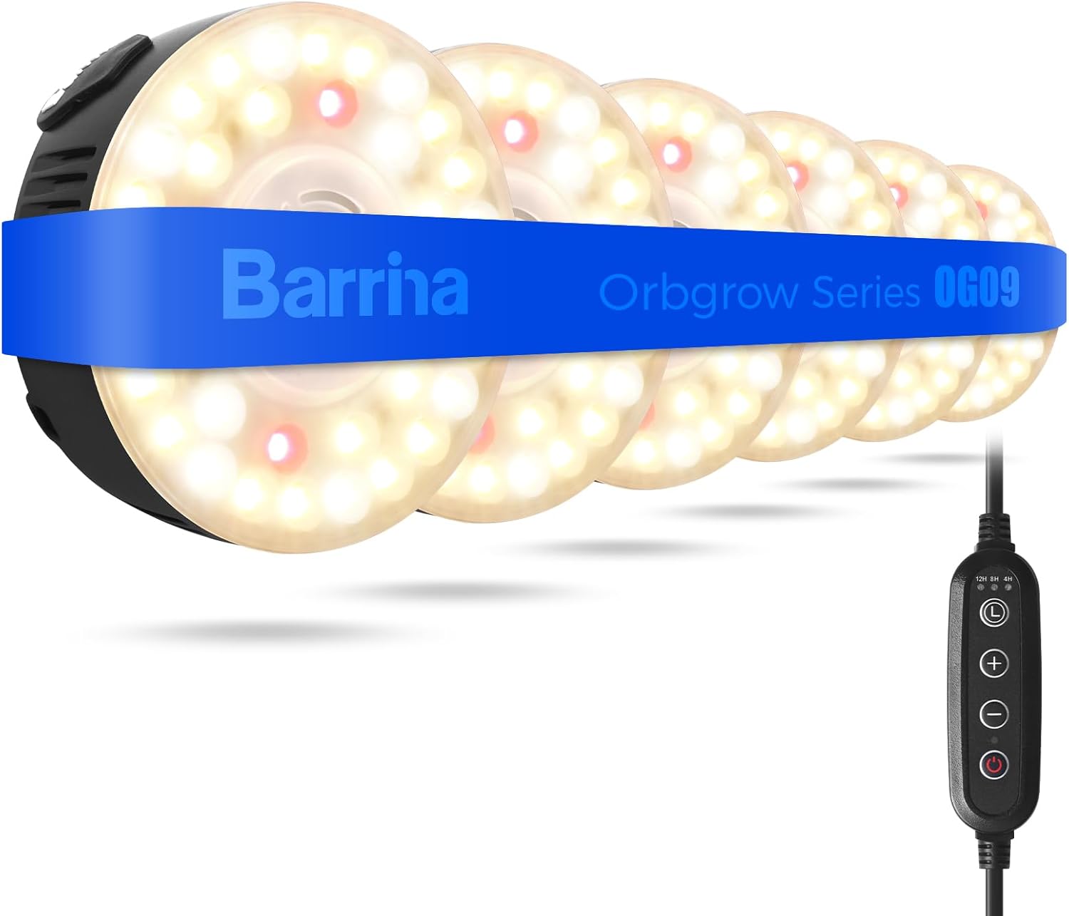 Barrina Orbgrow OG09 Puck Grow Light with Timer, 660nm Red LEDs, 54W(6 x 9W, 810 Watt Equiv), Full Spectrum Plant Light for Indoor Plants, Magnetic & Linkable, 5 Levels Dimmable, 6 Packs, Black