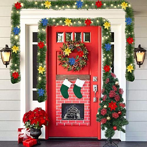 Zhuqing 3 Pack 50 Feet Green Plastic Soft Artificial Christmas Garland for Indoor/Outdoor Decoration