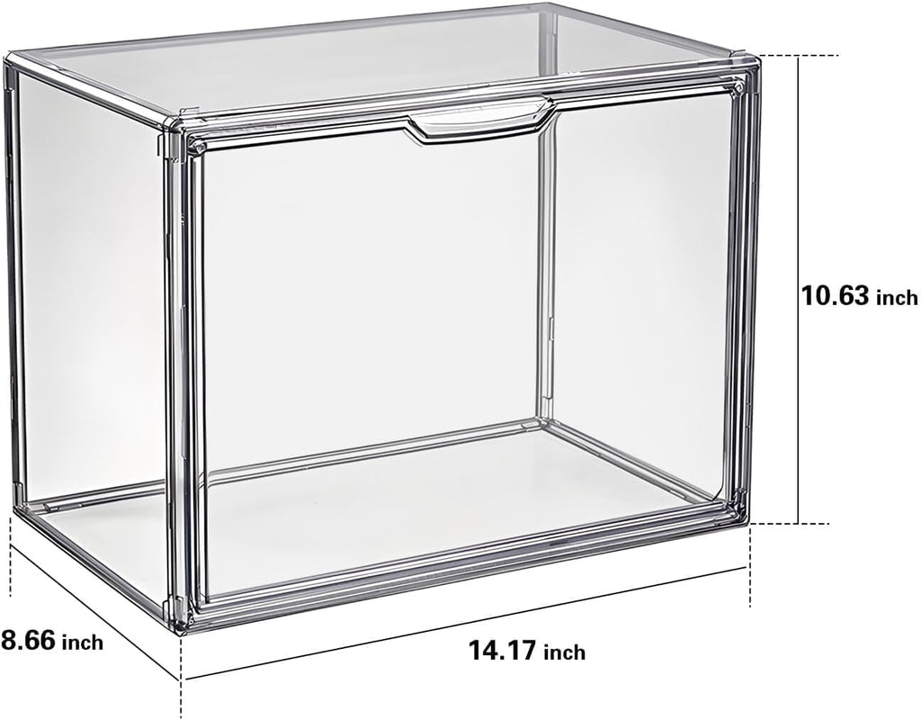 Clear Stackable Plastic Storage Bins with Lid (Gray-L-3 Pack)