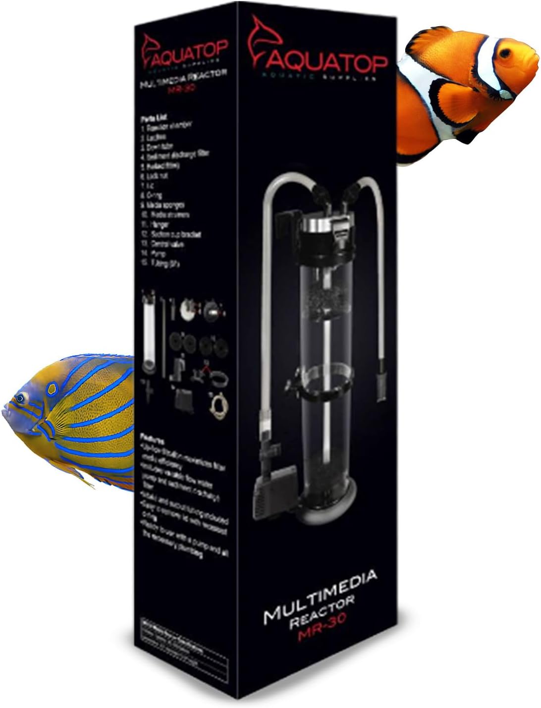 AQUATOP MR-30 Media Reactor – 152 GPH Up-Flow Filtration System – with Pump, Tubing & Mount – for Saltwater or Freshwater Aquariums – Sump or Hang-On Setup