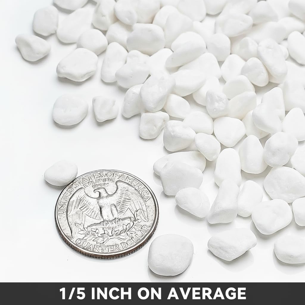 Onlyfire 5lb White Pebbles,1/5" Natural Decorative River Rocks Aquarium Gravel for Indoor Plants, Vases, Succulents and Outdoor Garden Landscaping