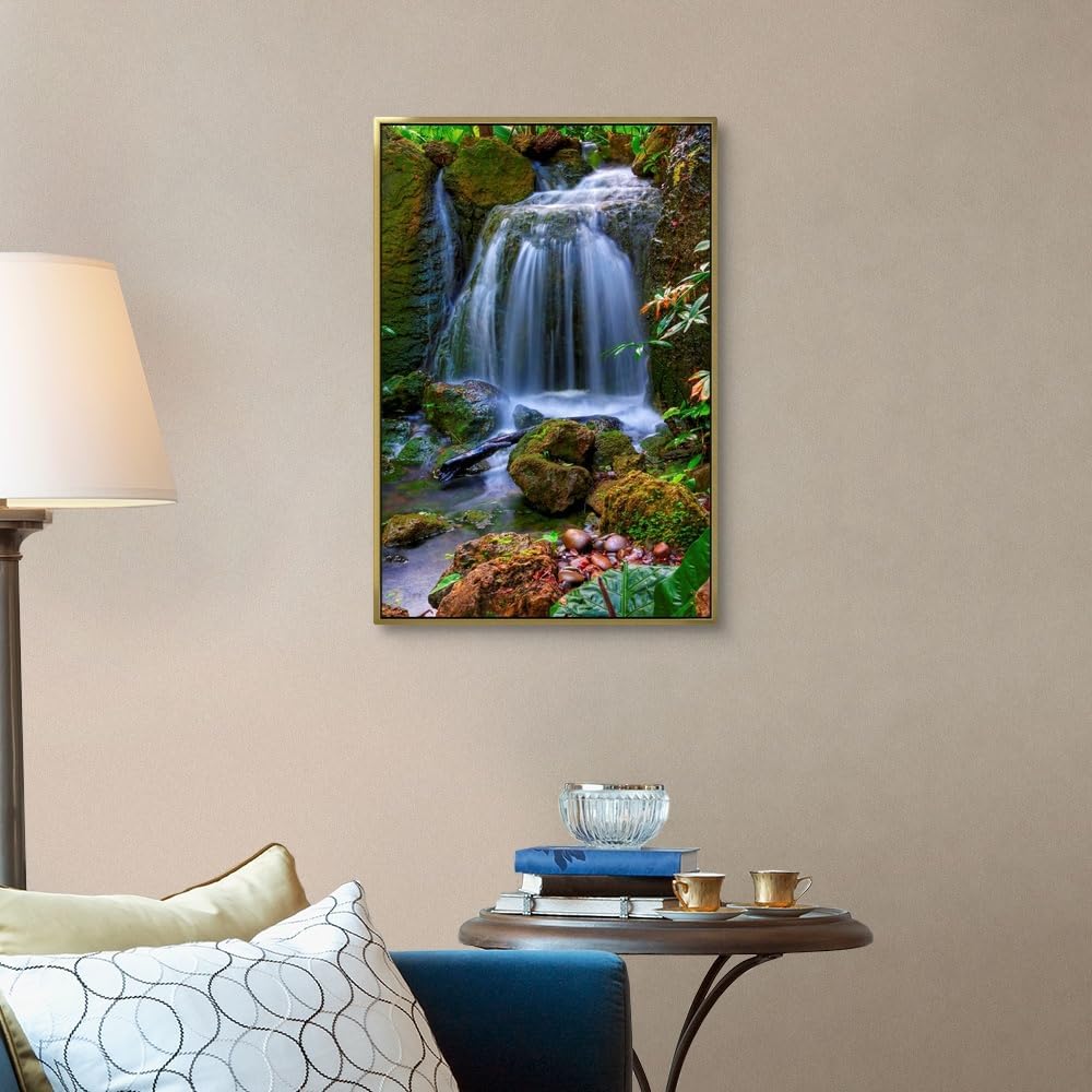 CANVAS ON DEMAND Waterfall in Tropical Rainforest of Fairchild Tropical Gardens, Canvas Wall Art Print, Home Decor, Floral, Flowers, Nature Artwork, 20" x30in