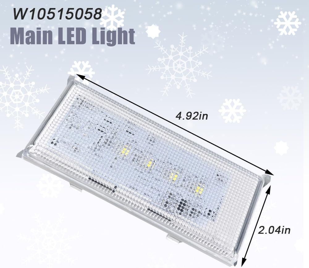 Refrigerator LED Light Replacement for Whirlpool WRS325FDAM04, W10465957, W10522611, PS11755867-2 LED Modules & Control Board Included