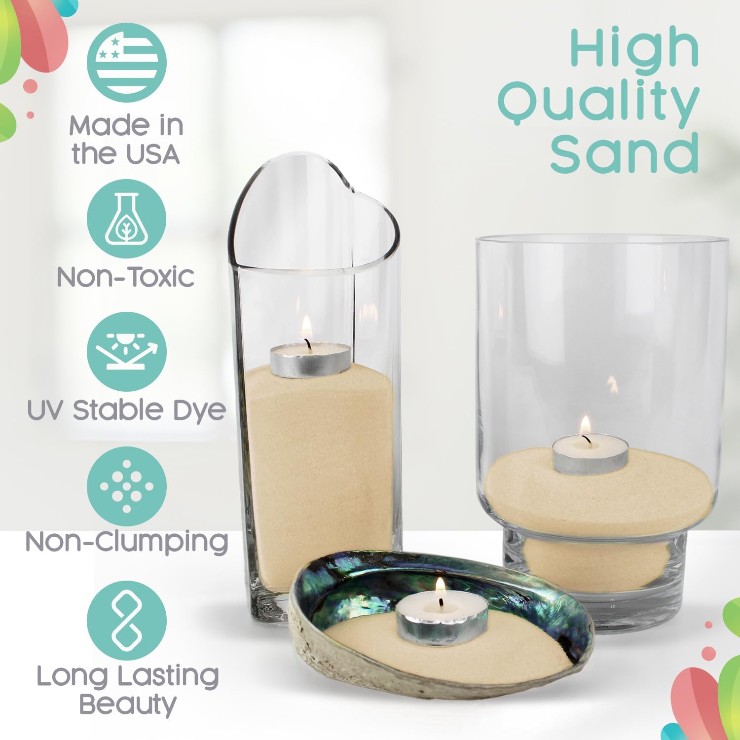 Sandsational Sparkle Champagne Unity Sand, 2 LB (32 oz), Colored for Weddings, Vase Filler, Home Décor, Craft, Aquarium, and More