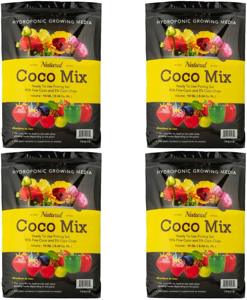 Potting Soil Mix 4-Pack - 10 Quarts Envelor Indoor Plants Soil for Outdoor Plants 0.34 Cubic Feet Potting Mix Hydrated Coco Coir Mix for Plants Ready to Use Natural Plant Top Soil