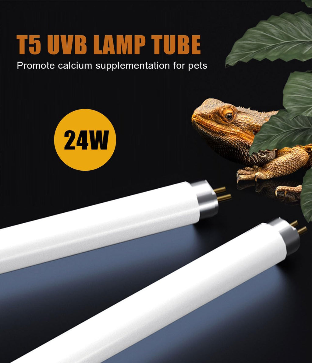3 Pack T5 UVB Reptile Light 24W 10.0,UVA UVB Light Bulb for Reptiles, Reptile UVB Lamp Tube for Bearded Dragon