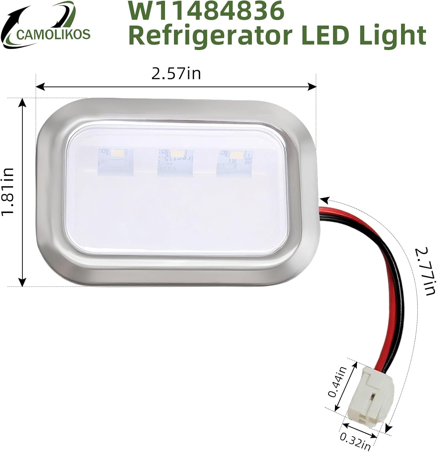 W11484836 W11229041 Refrigerator LED Light Compatible with Whirlpool Kitchen Aid LED Module Replacement AP6990553 PS16221127 EAP16221127 (1PC)