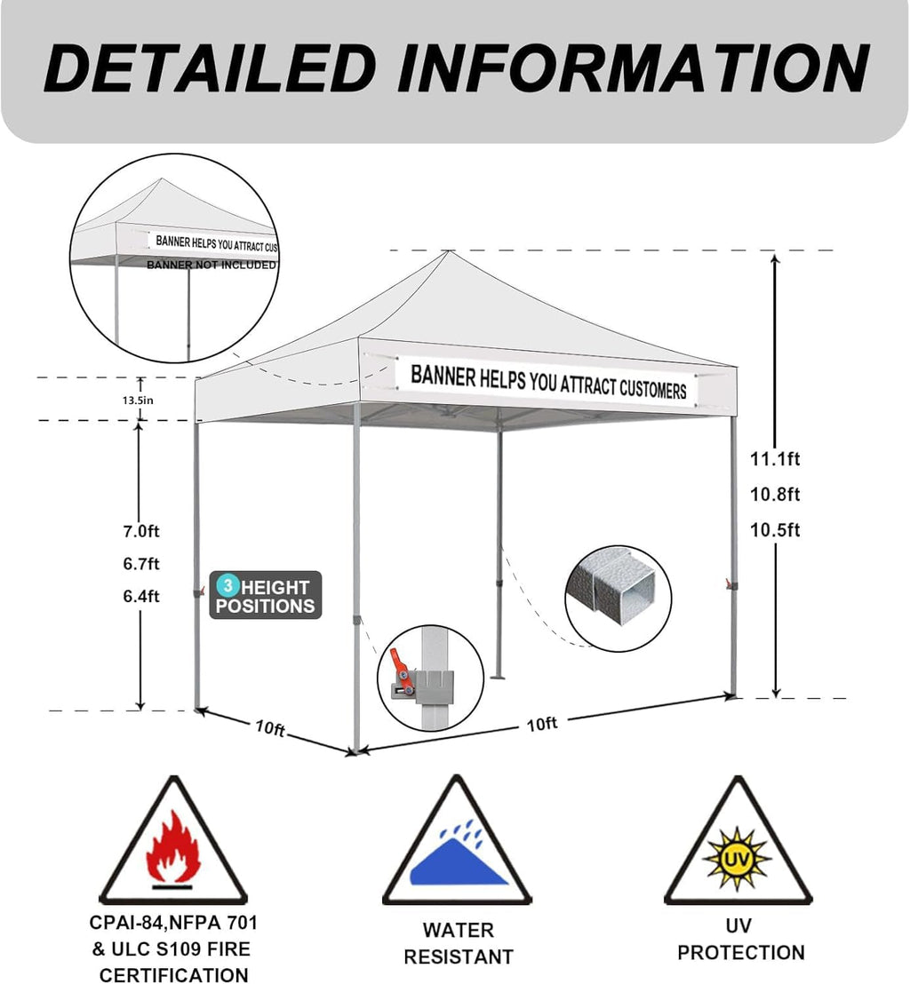 Eurmax USA Standard 10x10ft Patio Pop Up Canopy Tent for Outdoor Events Commercial Instant Canopies with Heavy Duty Roller Bag,Bonus 4 Canopy Sand Bags(Orange)