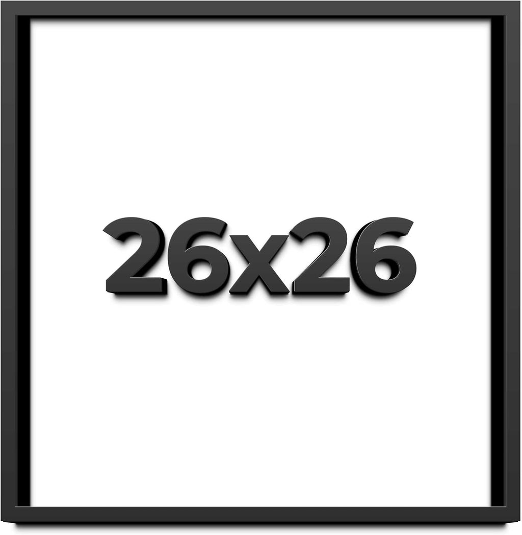 26x26 Shadow Box Frame Black | 1 Inch Deep Solid Wood Shadowbox Display Frame | UV Resistant Acrylic Plexiglass, Acid Free Backing, and Hanging Hardware | Dugan Picture Frame Style