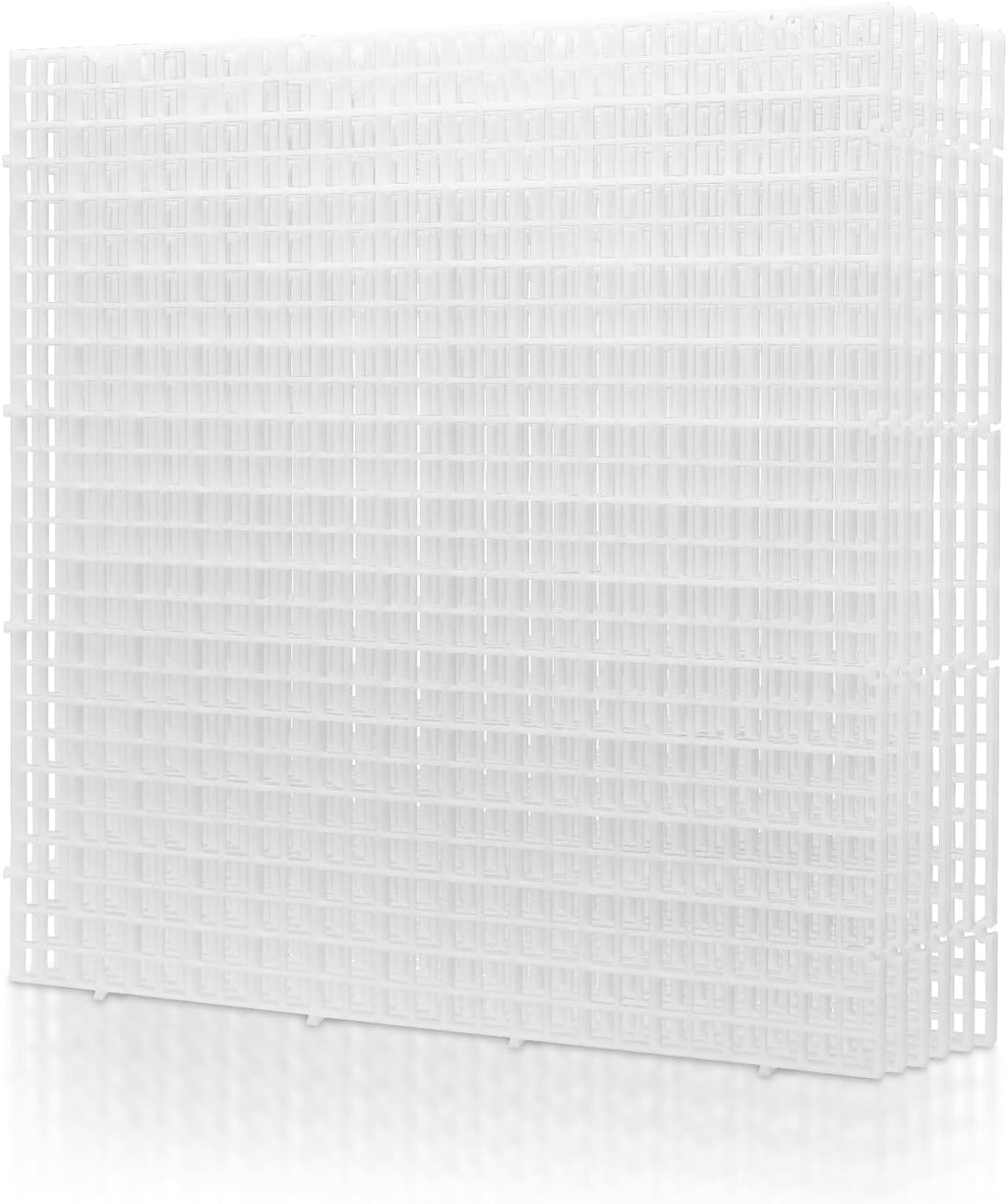 LINLAN 6 Pieces 11.8x11.8in (30X30cm) Aquarium Grid Plastic, Fish Tank Divider, Egg Crate for DIY Filtration and Bottom Protection in Aquascaping (White-No Accessories)