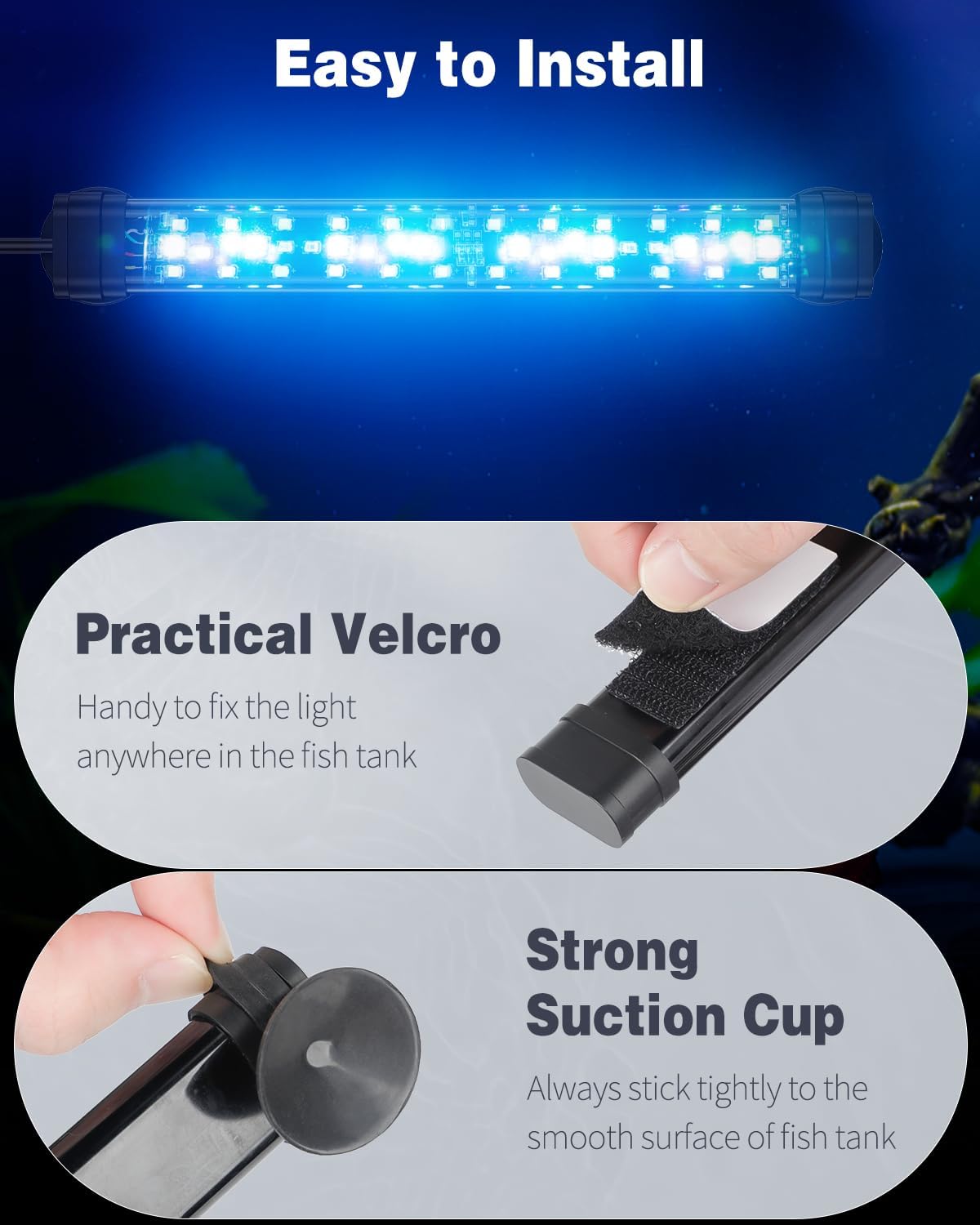 Pawfly 5 W Aquarium LED Light 8 Inch 24/7 Fish Tank Light with Full Spectrum Brilliant White Blue Red Green Lights Multi-Colored LEDs with D/N Mode Single Color Effects Timer and Adjustable Brightness