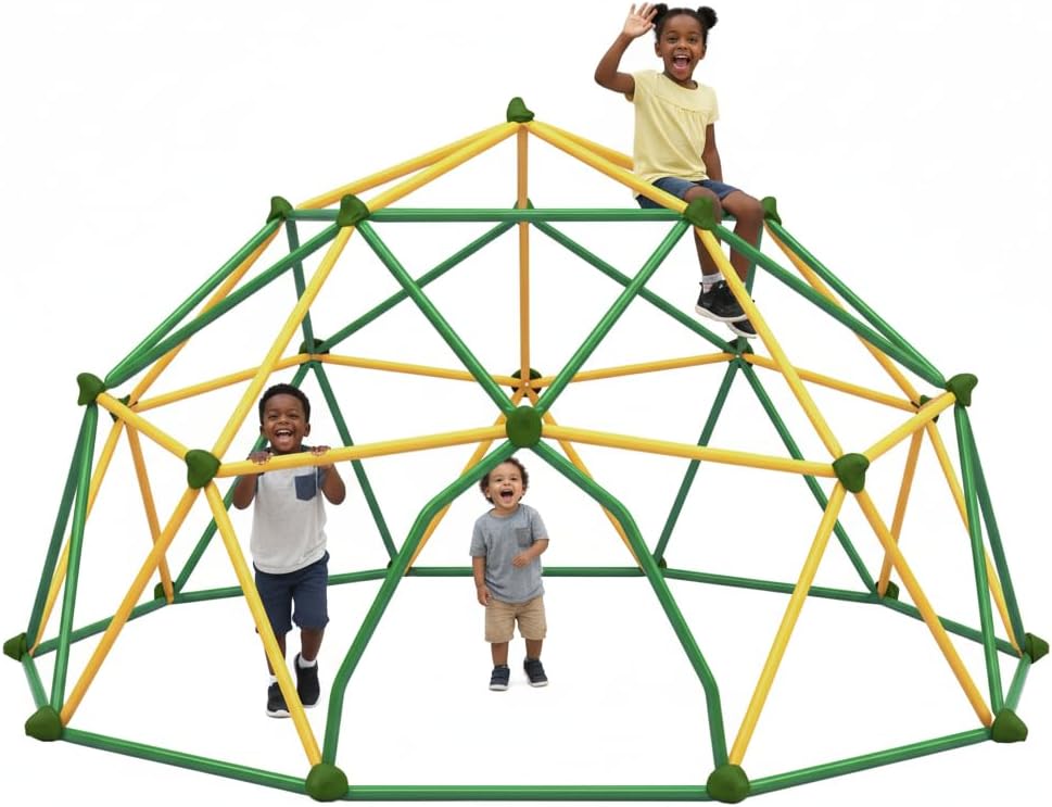 12 FT Climbing Dome for Kids 3-10, Outdoor Play Equipment Supporting 1000 lbs, Anti-Rust Jungle Gym, Easy Assembly Geometric Dome Climber Play Center