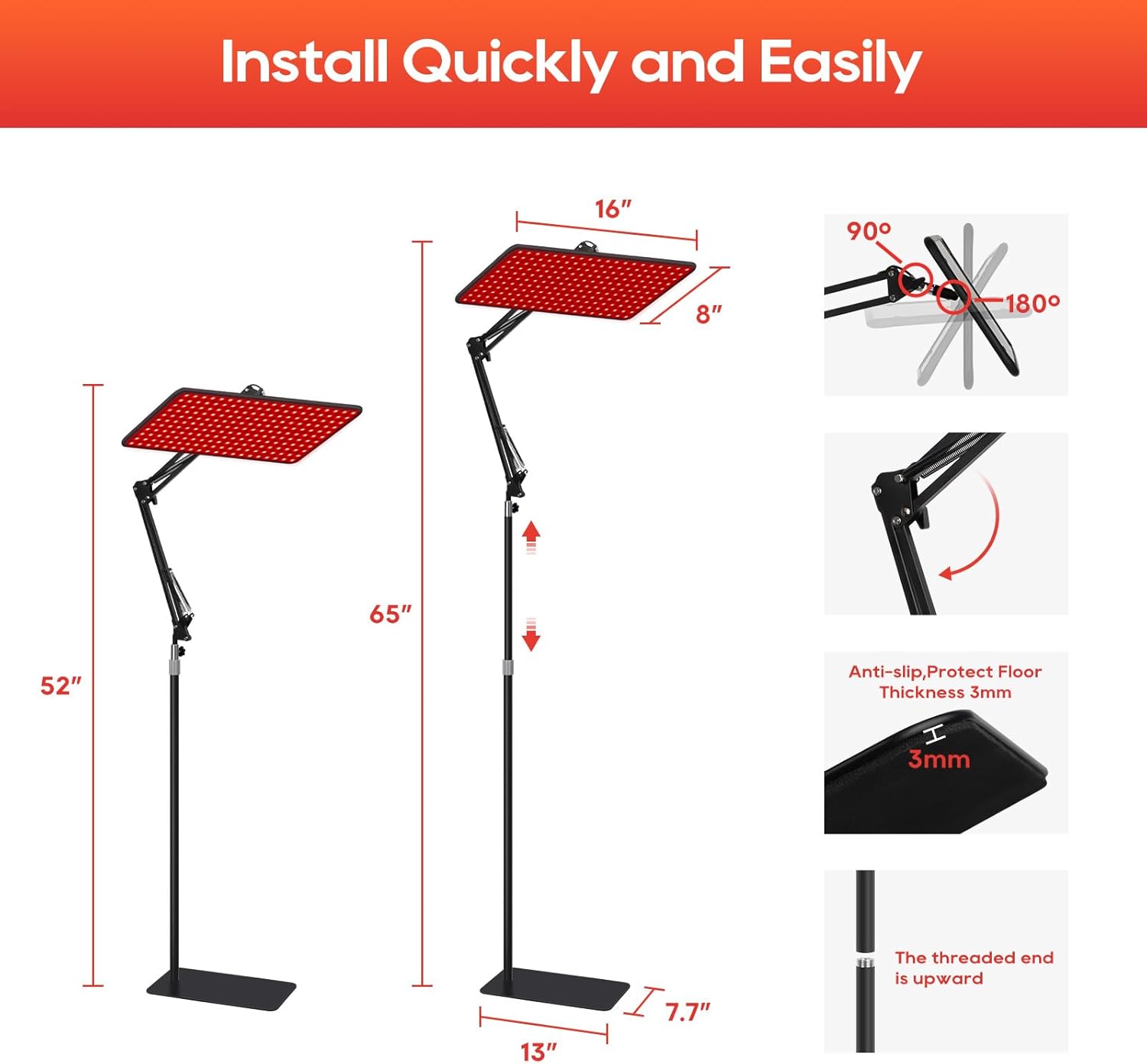 Red Light Therapy for Body and Face, 660nm 850nm 940nm Infrared Redlight-Therapy Lamp Device with Large Panel and Stable Stand at Home, Idea Gift for Women Wife Mom Sister Girlfriend