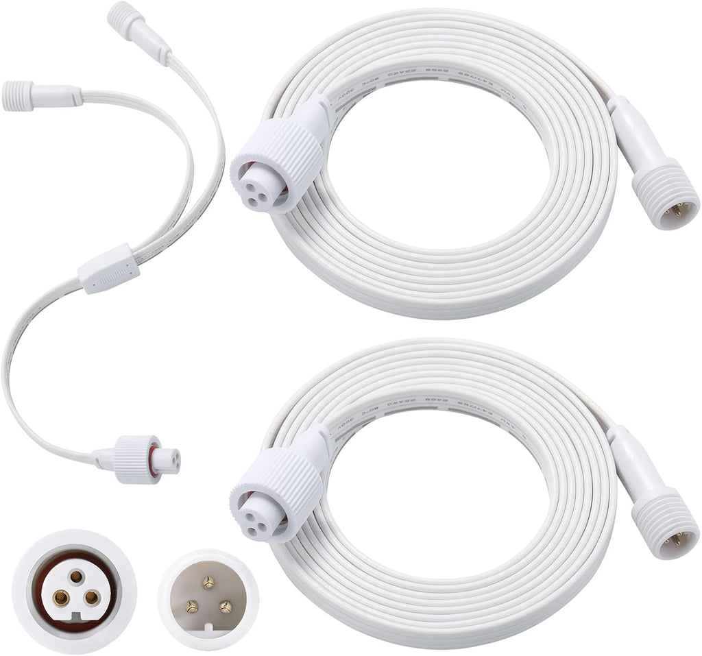 6.2Ft 2Pack Extension Cable for Go-vee Permanent Outdoor Lights Pro, Y-Shaped Cable Waterproof Extension Cord Compatible with Go-vee H706A H706B H706C