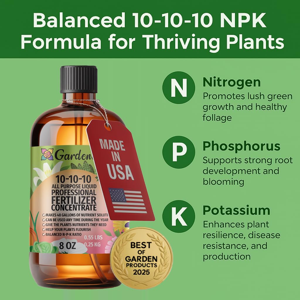 𝐁𝐄𝐒𝐓𝐒𝐄𝐋𝐋𝐄𝐑 All-Purpose 10-10-10 Liquid Fertlizer Spray - Increases Flowering and Yield on All Varieties of Fruits, Vegetables and Flowers| Liquid Plant Superfood Mist (8 OZ)