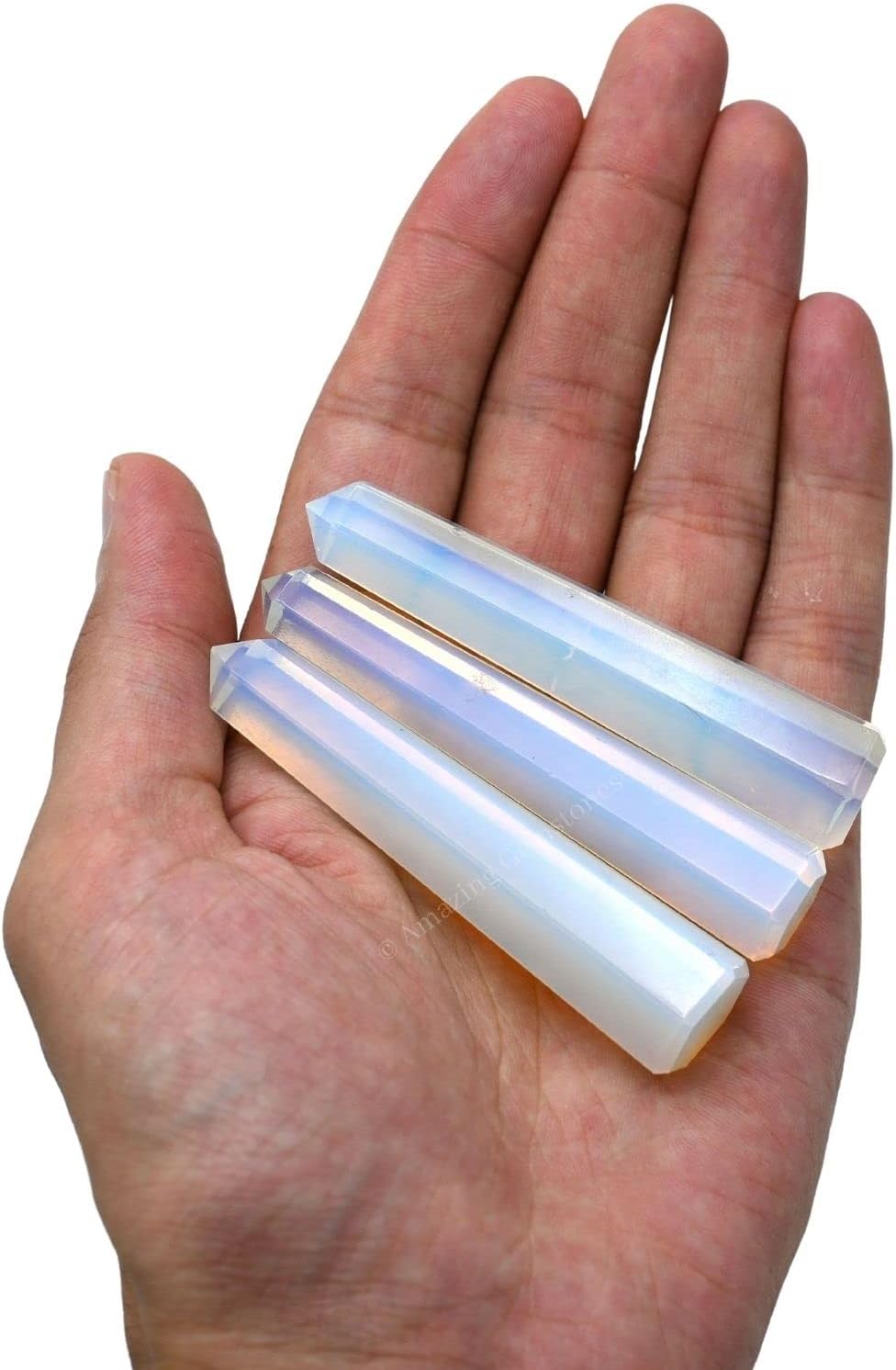 Amazing Gemstone Opalite Crystal Towers ~ Natural Healing Crystal Point Obelisk for Reiki Healing and Crystal Grid (3- Inch)