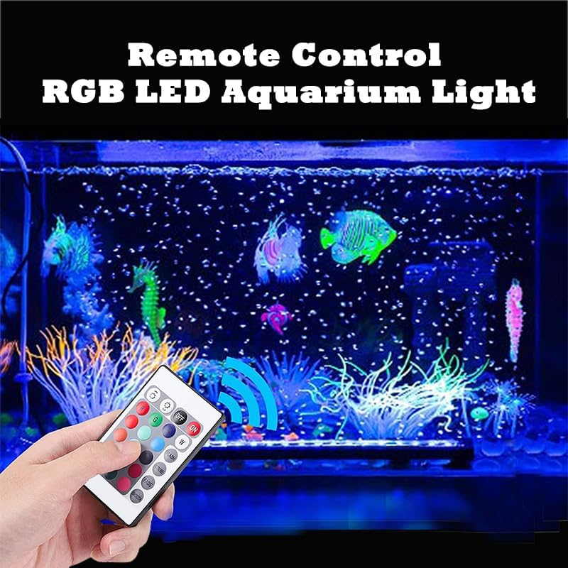 LED Aquarium Lights for Fish Tank,Submersible Fish Tank Light with Air Bubbler Hole Bubble Wall RGB Color Changing Brightness Adjustable Waterproof Remote Control Bubble Tube Light,5W 18inch