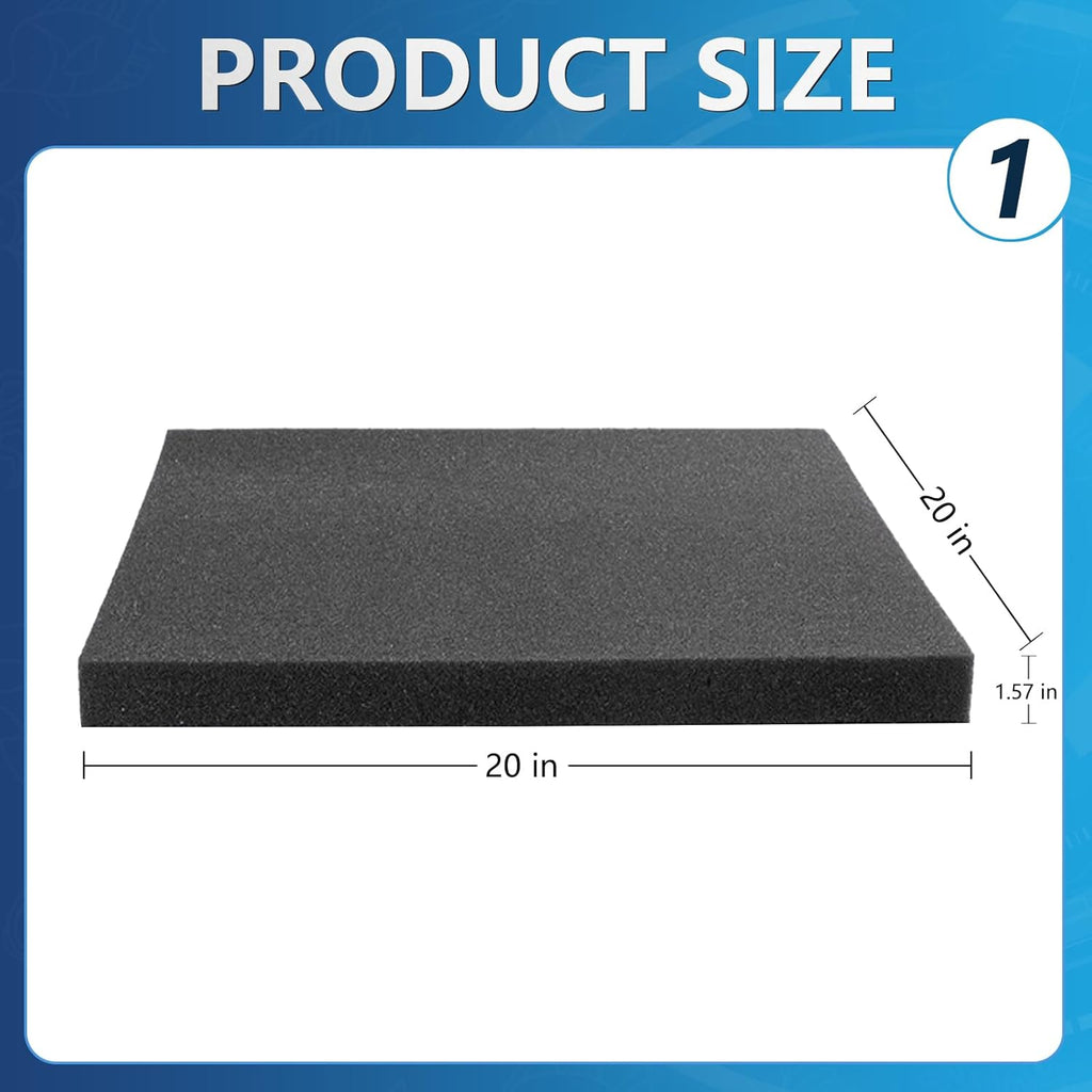 Aquarium Filter Sponge Pad, Filter Media Foam Sponge, Cut-to-Size Foam for Fish Tank (20" x 20" x 1.57", 50PPI)