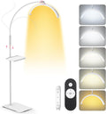 LIONVISON Half Moon Lash Light: 6500K LED Lamp Ring Light with Tray - 360° Flexible Gooseneck Durable Metal Stand - Salon Use for Lash Artists Eyelash Extensions (18In White)