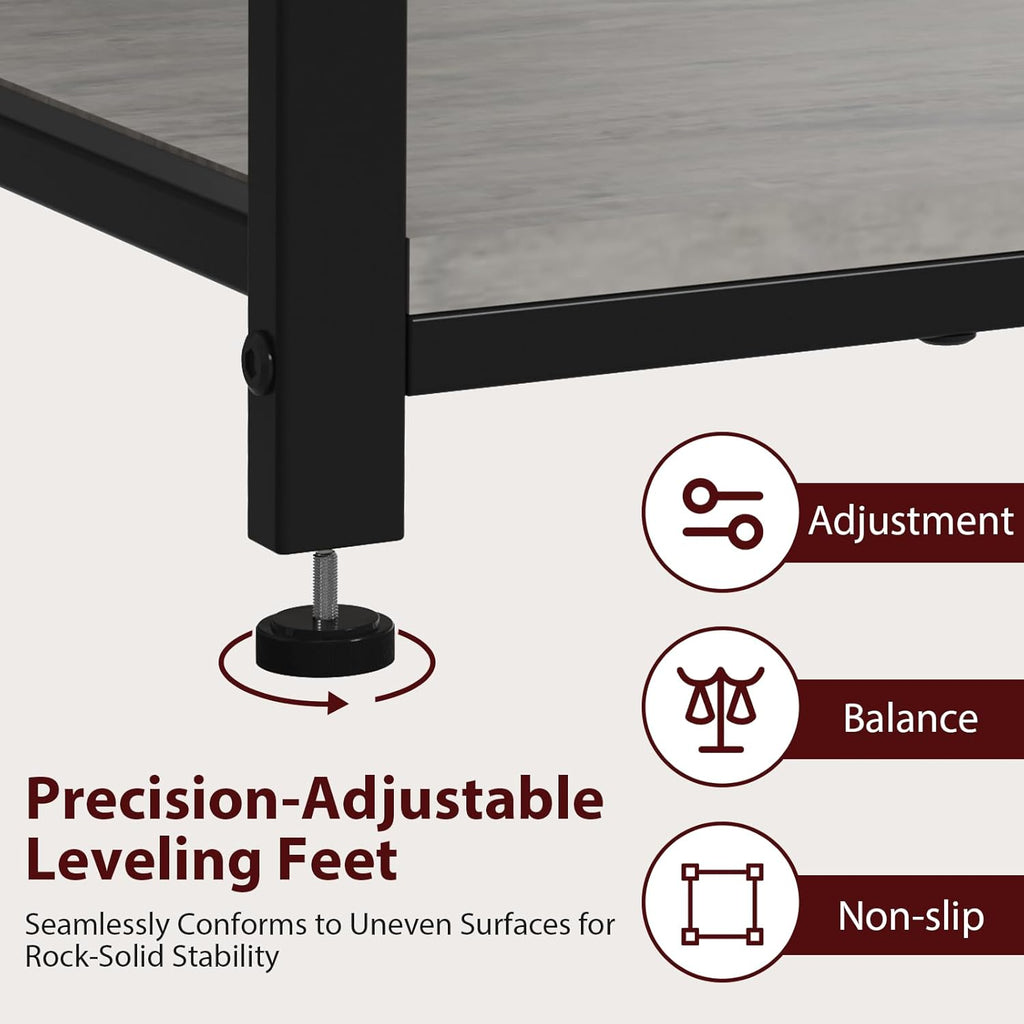 TFK 20-29-37 Gallon Fish Tank Stand with Power Outlet, Heavy Duty Metal Aquarium Stand with Two Storage Drawers for Fish Tank Accessories Storage, Perfect for Turtle Tank, Reptile Terrarium, Grey