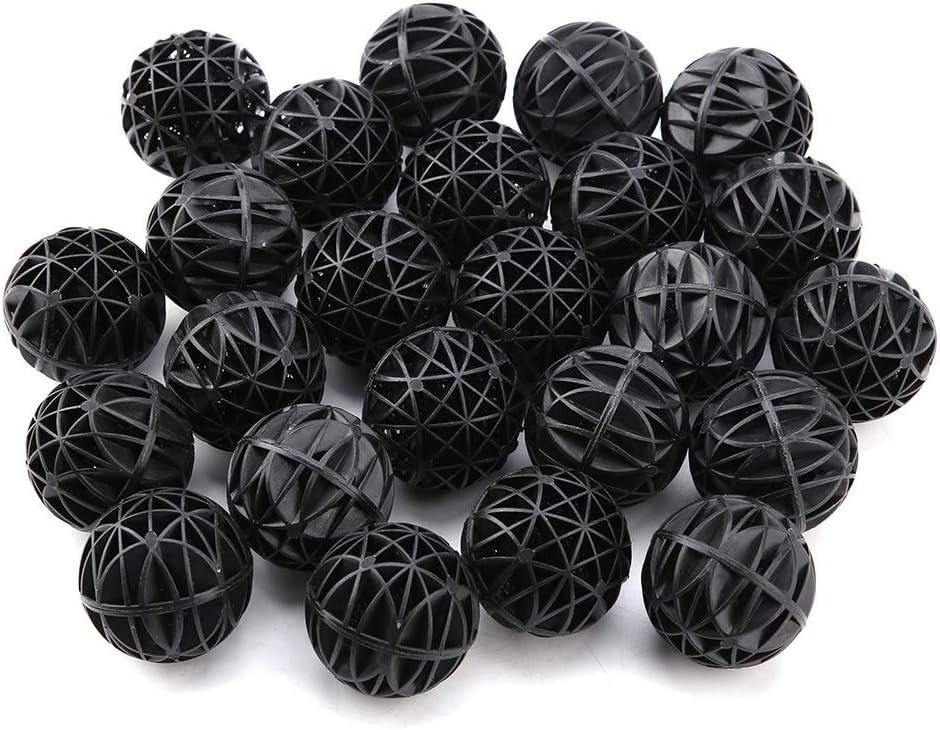 Bio Balls Filter Media, 50Pcs Porous Biochemical Aquarium Filter Balls for Biological Filtration Pond and Fish Aquarium with Sponge (46mm with Cotton)