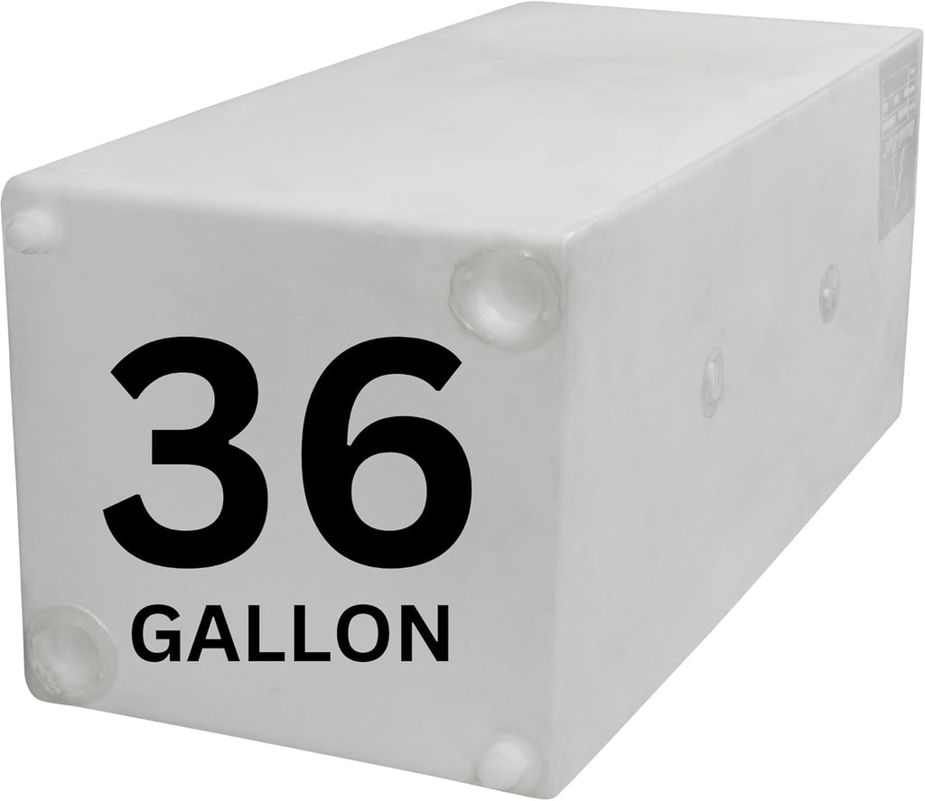 36 Gallon RV Fresh Water Tank, Potable Water Storage Tank for Drinking, Cooking, Cleaning, Showering, for Campers, Trailers, Motorhomes, RVs, Cube Shape, 37" x 16" x 15" (WT-5549)