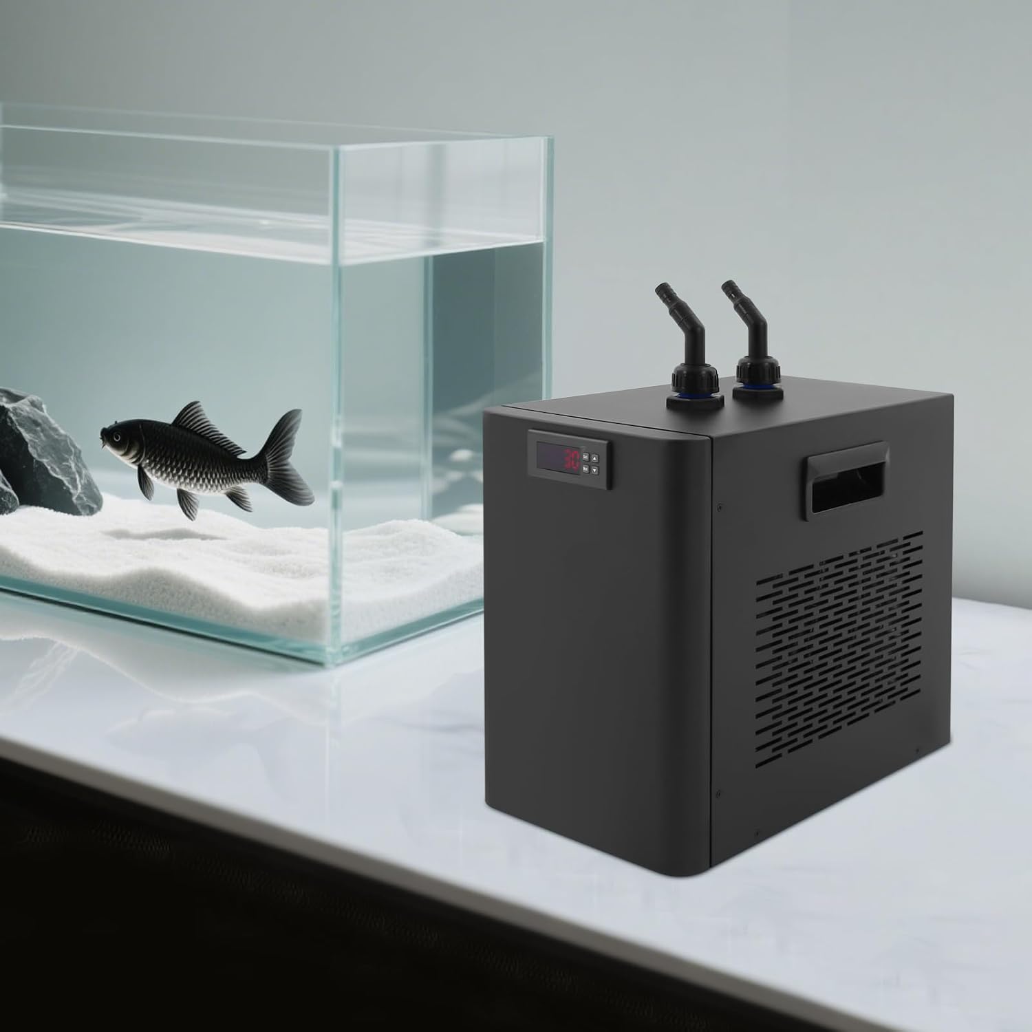 Aquarium Chiller 1/3HP 42.3Gal 160L Fish Tank Water Cooler, Hydroponic Water Chiller Cooling System with LED Display, Quiet Design for Axolotl Coral Reef Jellyfish, Seawater & Fresh Water