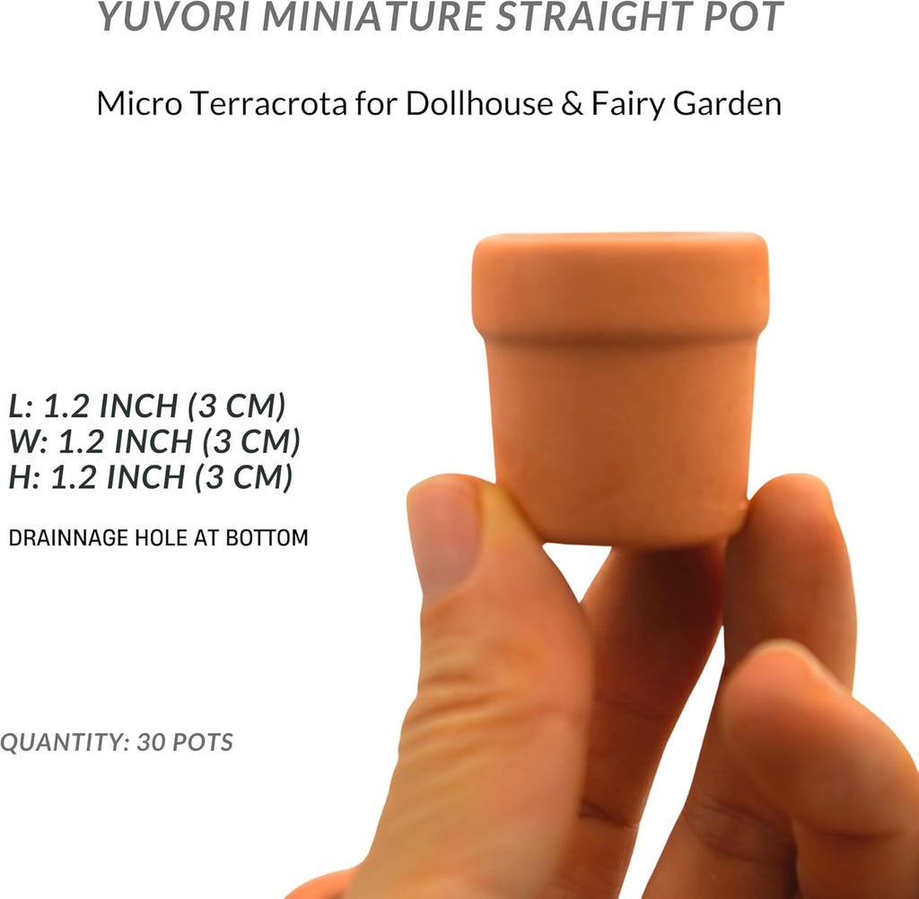 Mini Terracotta Pots – Small Clay Flower Pots for Succulents, Cactus, DIY Crafts, Fairy Garden, School Projects, Mini Planters, Set of 30 (Straight Cylinder, 1.2 Inch)