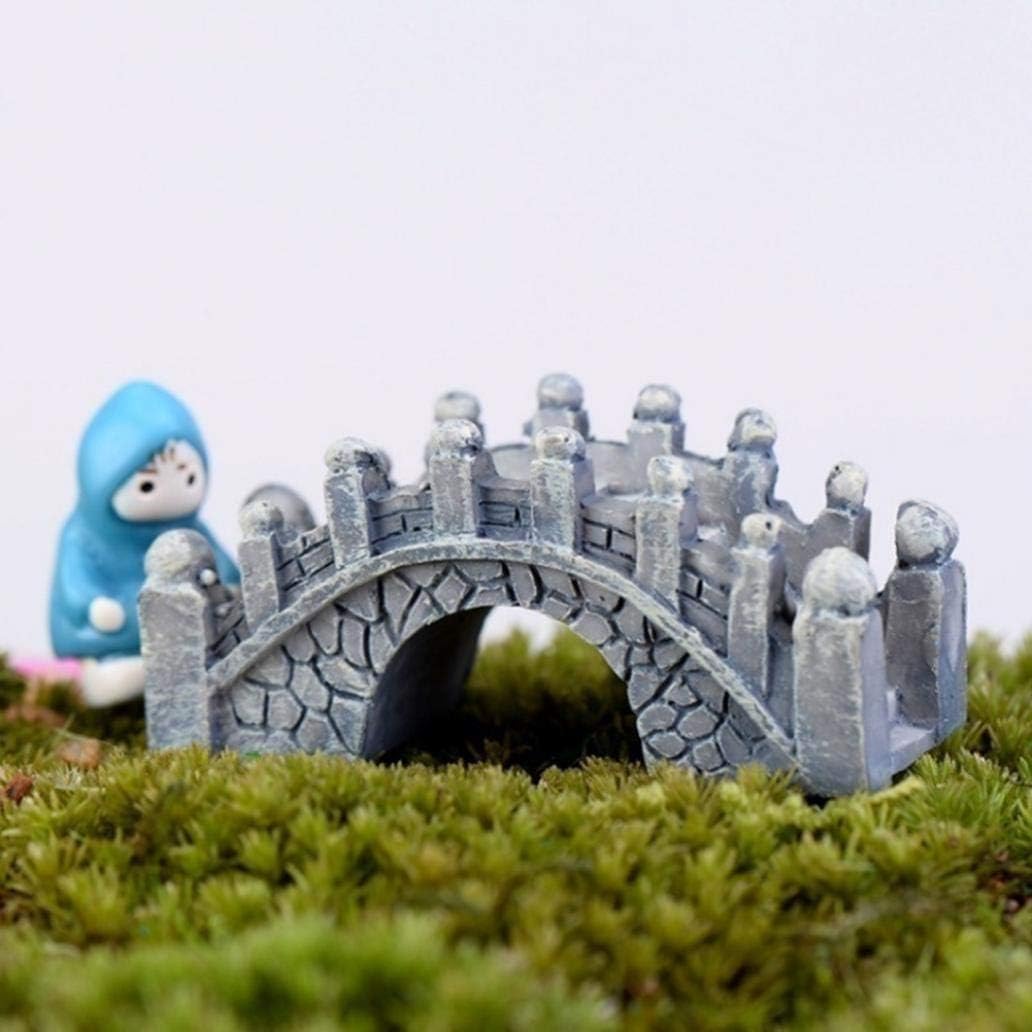 2 Pack Gray & Brown Miniature Stone Arch Bridges - Fairy Garden Ornaments for Dollhouse, Aquarium, Lawn, Patio, and DIY Micro Landscape Decor | Mini Fairy Garden Accessories for Outdoor and Fish Tank