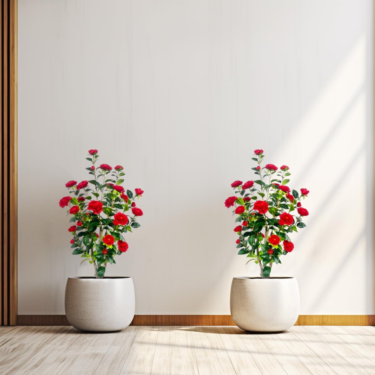 Artificial Camellia Tree 3.4ft Fake Trees pseudophyte (2, red)