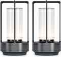 Portable Metal Table Lamp for Indoor/Outdoor ,Rechargeable Cordless LED Lamp, 3-Colour Infinitely Dimming Battery Powered Small Desk Lamp, Restaurant/Bedroom/Bar/Coffee/Camping Light (Grey Set of 2)