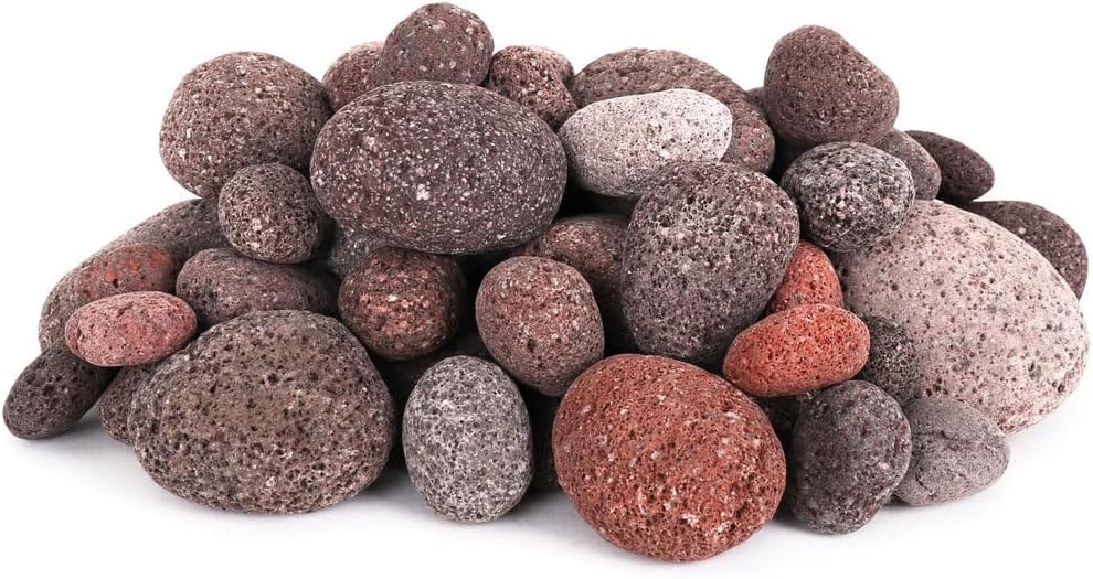 Lava Rock - Tumbled Lava Stones - Red Lava Pebbles - Volcanic Rock - Landscaping Rocks (10 Pound, SM/MD/LG Blend)