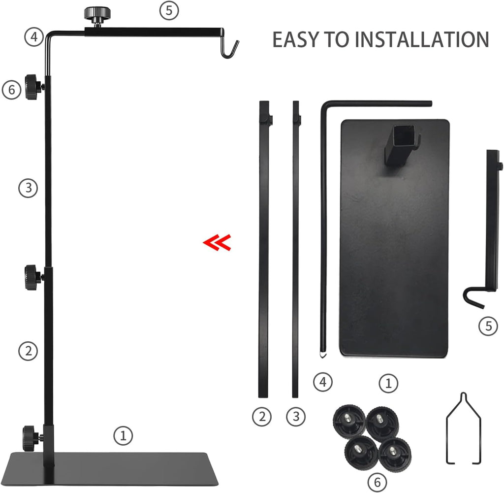 Reptile Metal Lamp Stand, Adjustable 24 to 38 in of The Basking Light Floor Holder Heat Lamp Bracket, Suitable for Snake Turtle Bearded Dragon Chameleon Habitat Terrarium Tank Accessories