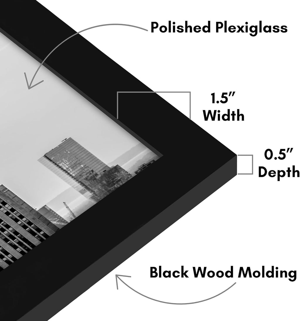 Americanflat 12x17 Picture Frame with Polished Plexiglass - Black Picture Frame - Wide Photo Frames Made of Engineered Wood for Vertical or Horizontal Wall Display - Epic Collection - Black