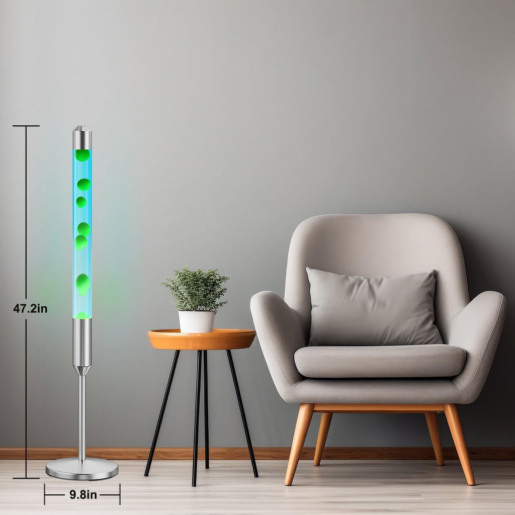 47.5-Inch Liquid Motion Lamp,Magma Lamp, Mood Relaxation Light，Suitable for Home Decoration,Office Decoration, Cafes,Bars,Etc (Blue Water Green Wax, 47.5 inches)