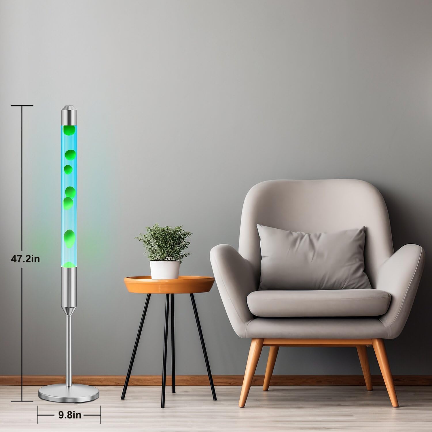 47.5-Inch Liquid Motion Lamp,Magma Lamp, Mood Relaxation Light，Suitable for Home Decoration,Office Decoration, Cafes,Bars,Etc (Blue Water Green Wax, 47.5 inches)