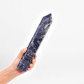 JIC Gem Large Blue Sodalite Obelisk Tower Points Healing Crystal Wand 6 Faceted Blue Quartz Crystals Tower Wand Home Decor Reiki Healing 1.7-2.2 Lbs